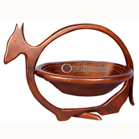 Wooden Fruit Basket. This Hand Carved From Teak Wood.