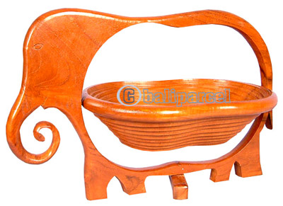 Wooden Fruit Basket. This Hand Carved From Teak Wood.