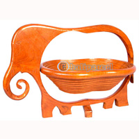 Wooden Fruit Basket. This Hand Carved From Teak Wood.