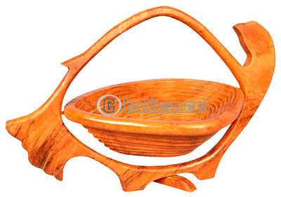 Wooden Fruit Basket. This Hand Carved From Teak Wood.