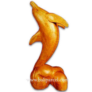 Wooden Dolphin, Hand Carved From Hibiscus Wood