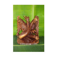 Wooden Dragon With 3 Head Carving, Hand Carved From Suar Wood