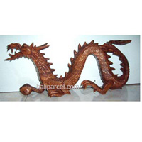 Wooden Dragon Wood Carving, Hand Carved From Suar Wood