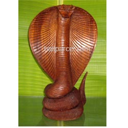 Wooden King Cobra Wood Carving, Hand Carved From Suar Wood
