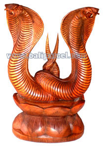 Wooden King Cobra, Hand Carved From Suar Wood