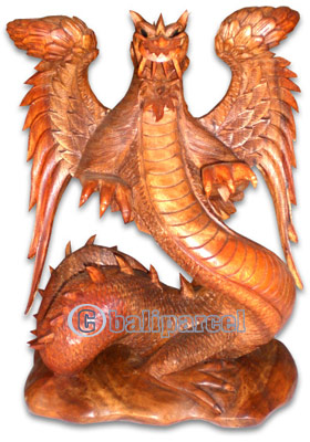 Wooden Dragon, Hand Carved From Suar Wood
