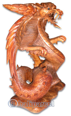 Wooden Dragon, Hand Carved From Suar Wood
