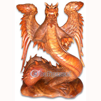 Wooden Dragon, Hand Carved From Suar Wood