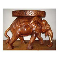 Wooden Elephant Coffee Table, Hand Carved From Suar Wood