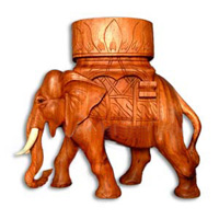 Wooden Coffee Table Elephant Wood Carving, Hand Carved From Suar Wood