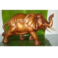 Wooden Elephant Wood Carving, Hand Carved From Suar Wood