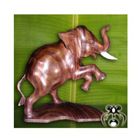 Wooden Standing Elephant Wood Carving, Hand Carved From Sono Wood
