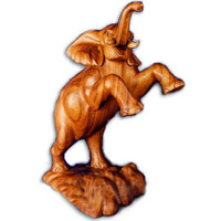 Wooden Standing Elephant, Hand Carved From Suar Wood