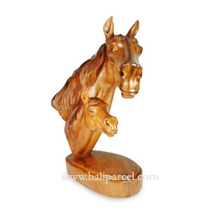Wooden Horse Head Carving, Hand Carved From Suar Wood