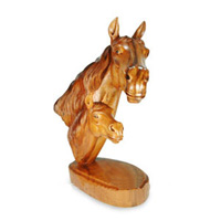 Wooden Horse Head Carving, Hand Carved From Suar Wood
