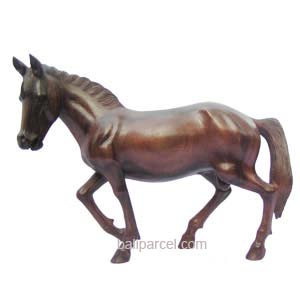 Wooden Walking Horse Carving, Hand Carved From Suar Wood