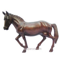 Wooden Walking Horse Carving, Hand Carved From Suar Wood