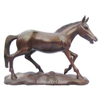Wooden Walking Horse Carving, Hand Carved From Suar Wood