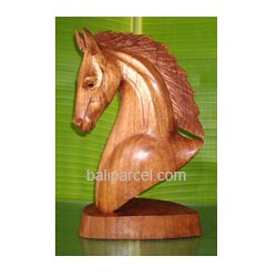 Wooden Horse Head Carving, Hand Carved From Hibiscus Wood
