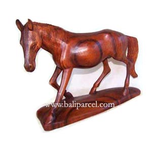 Wooden Walking Horse Carving, Hand Carved From Suar Wood