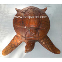 Wooden Fruit Holder, Turtle Carving, Hand Carved From Suar Wood