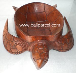 Wooden Fruit Holder Wooden Turtle Carving, Hand Carved From Suar Wood