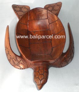 Wooden Fruit Holder Wooden Turtle Carving, Hand Carved From Suar Wood