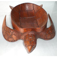 Wooden Fruit Holder Wooden Turtle Carving, Hand Carved From Suar Wood