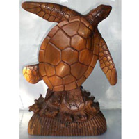 Wooden Turtle Carving, Hand Carved From Suar Wood