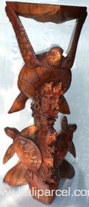 Wooden Turtle Carving, Hand Carved From Suar Wood