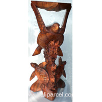 Wooden Turtle Carving, Hand Carved From Suar Wood