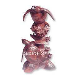 Wooden Turtle Carving, Hand Carved From Suar Wood