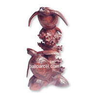 Wooden Turtle Carving, Hand Carved From Suar Wood