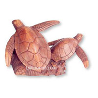 Wooden Turtle Carving, Hand Carved From Suar Wood