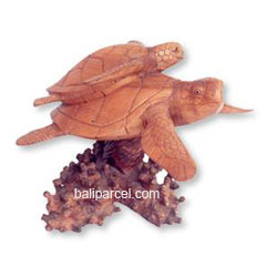 Wooden Turtle Carving, Hand Carved From Suar Wood