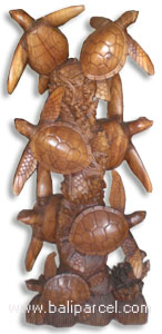 Wooden Turtle Carving, Hand Carved From Suar Wood