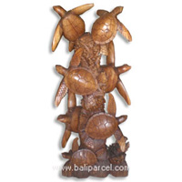 Wooden Turtle Carving, Hand Carved From Suar Wood