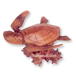 Wooden Turtle Carving, Hand Carved From Suar Wood