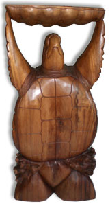 Wooden Turtle Carving, Hand Carved From Suar Wood