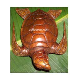 Wooden Turtle Carving, Hand Carved From Suar Wood