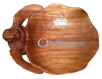 Wooden Bowl Turtle Carving, Hand Carved From Suar Wood