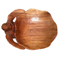 Wooden Bowl Turtle Carving, Hand Carved From Suar Wood