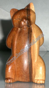 Wooden Small Craft Cat, Hand Carved From Waru Lot Wood