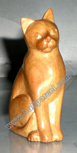 Wooden Small Craft Cat, Hand Carved From Waru Lot Wood
