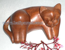 Wooden Small Craft Cat, Hand Carved From Waru Lot Wood
