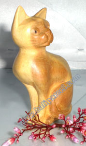 Wooden Small Craft Cat, Hand Carved From Waru Lot Wood