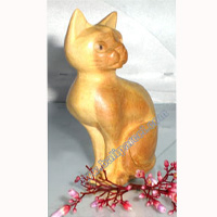 Wooden Small Craft Cat, Hand Carved From Waru Lot Wood