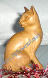 Wooden Small Craft Cat, Hand Carved From Waru Lot Wood