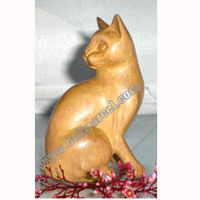 Wooden Small Craft Cat, Hand Carved From Waru Lot Wood