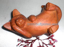 Wooden Small Craft Cat, Hand Carved From Waru Lot Wood